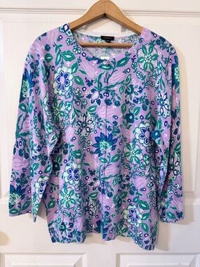 NWT Talbots Purple & Green Cardigan Sweater XL